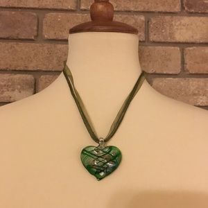Green Heart Pendant Necklace
